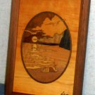 Marquetry Seascape Plaque and Pillbox USA Philippines