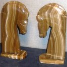 Large Alabaster Horse Head Bookends