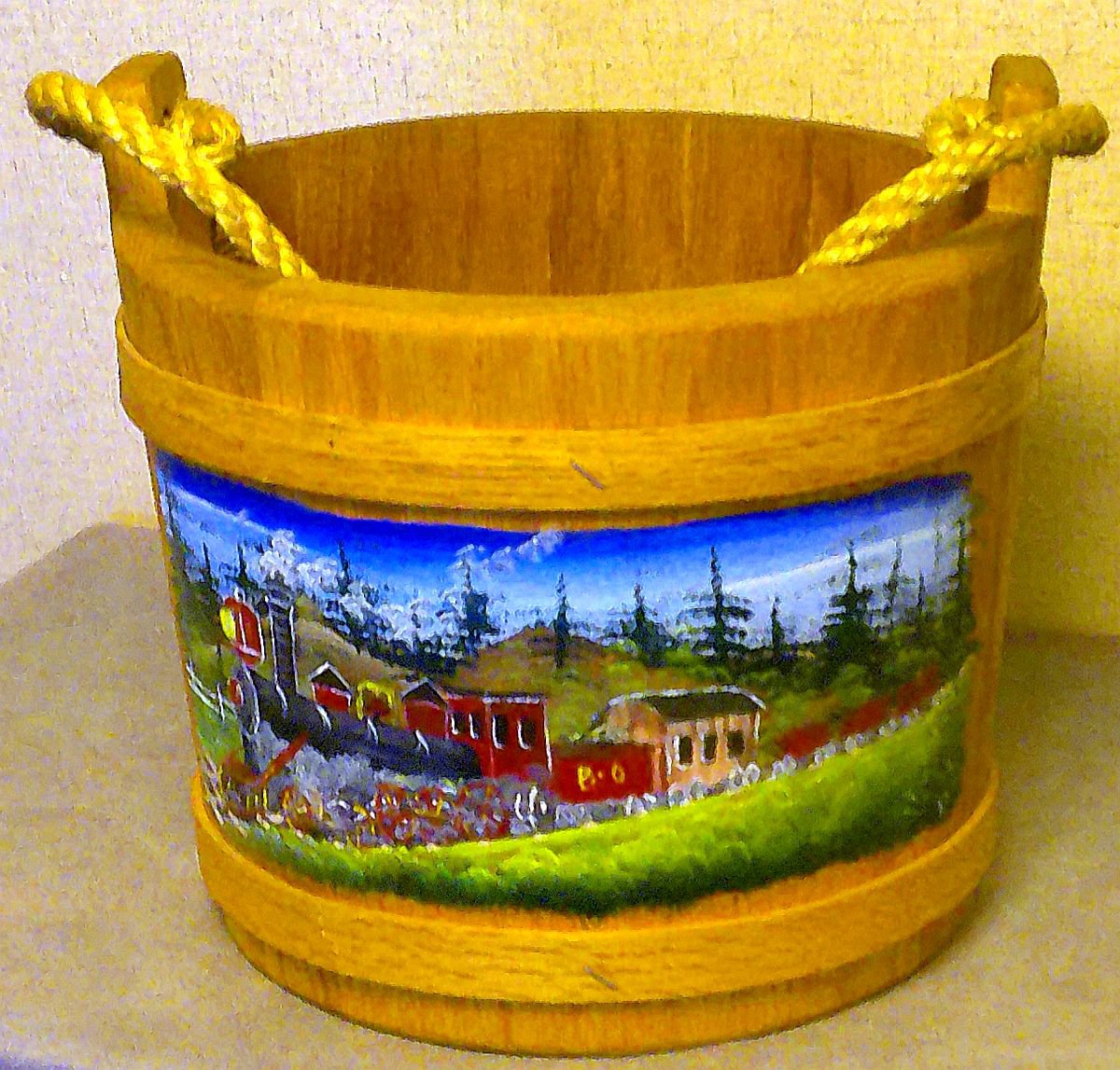 Handmade Woodcraft Bucket Train Image