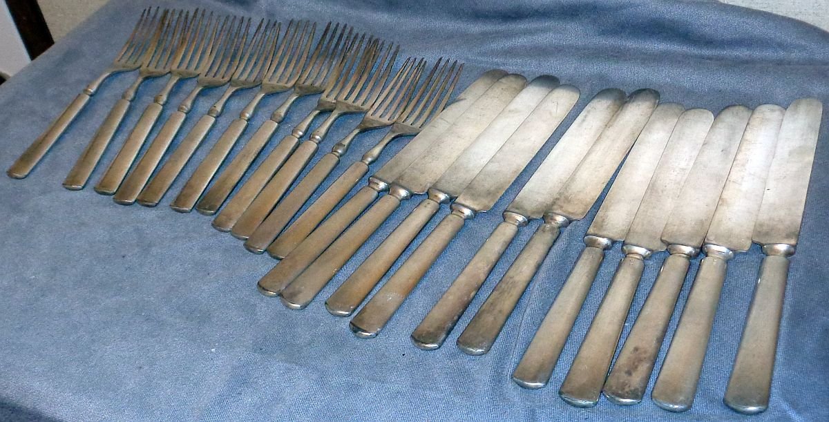 22 Pieces Old Silver Plate Forks Knives