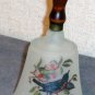 Large Brass Wood and Frosted Glass Bell