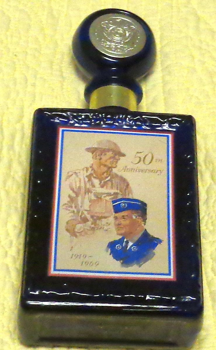 J W Dant 50th Anniversary American Legion Decanter Cobalt Blue