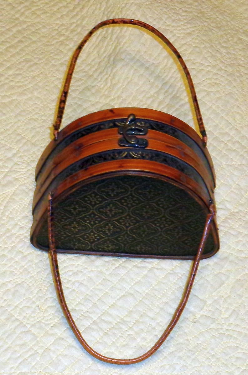 Ladies handcrafted Wicker Purse with Latch and Handles