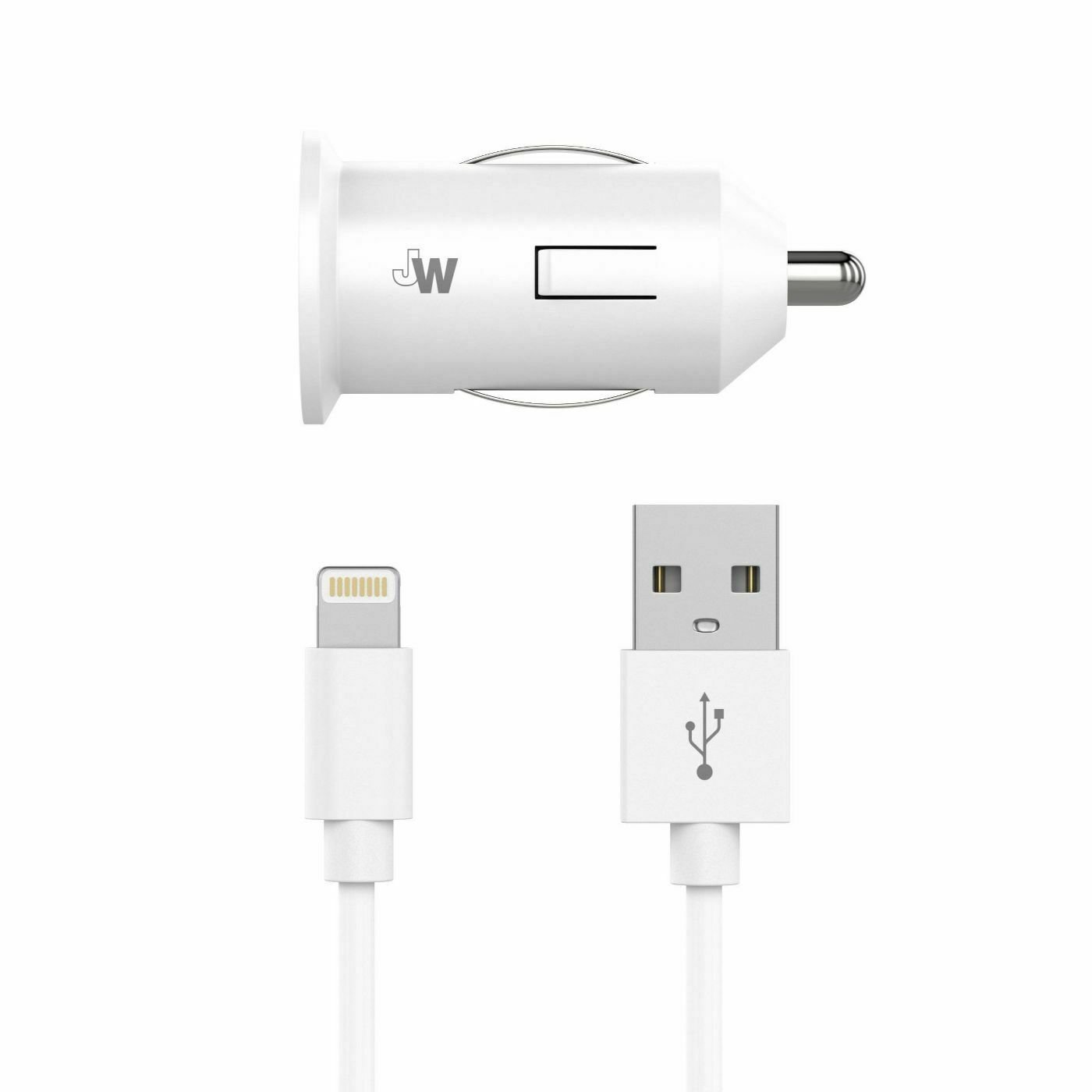 Just Wireless 2.4A Single USB ABS Car Charger (with 4' Lightning Cable)