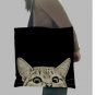 Cute Black Cat Print Tote Bag Foldable Shopping Bag