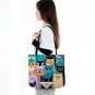 Cute Cartoon Floral Cat Print All Occasions Bag Linen Fabric Eco Reusable - Large 40x40CM