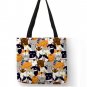 Cute Cartoon Floral Cat Print All Occasions Bag Linen Fabric Eco Reusable - Large 40x40CM