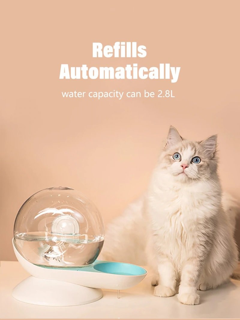 Automatic Cat Water Bubble Fountain Bowl Water Dispenser (up to 2.8ltr) Auto Pet Feeder