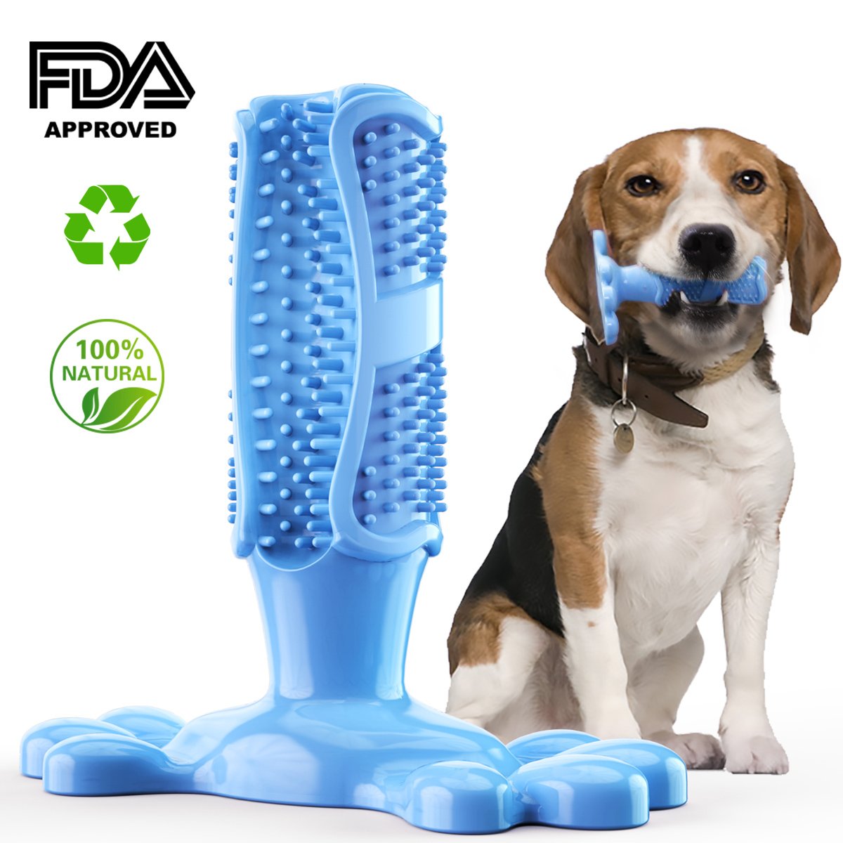 Dog Chew Toy Toothbrush Teeth Cleaning Dog Toy Toothbrush 100% Natural Rubber!
