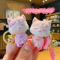 FUN LOVABLE Sakura Cat Keychain ! Vivid 3-D image! SET OF 2