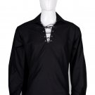 Small Size Black Cotton Traditional Scottish Style Jacobean Jacobite Ghillie Kilt Shirt