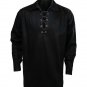 5XL Size Black Cotton Traditional Scottish Style Jacobean Jacobite Ghillie Kilt Shirt