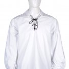 Large Size White Cotton Traditional Scottish Style Jacobean Jacobite Ghillie Kilt Shirt