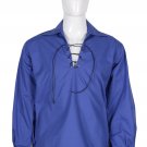small Size Royal Blue Color Cotton Traditional Scottish Style Jacobean Jacobite Ghillie Kilt Shirt