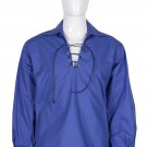 XL Size Royal Blue Color Cotton Traditional Scottish Style Jacobean Jacobite Ghillie Kilt Shirt XL Size Royal Blue Color Cotton Traditional Scottish Style Jacobean Jacobite Ghillie Kilt Shirt