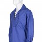 6XL Size Royal Blue Color Cotton Traditional Scottish Style Jacobean Jacobite Ghillie Kilt Shirt