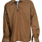 Medium Size Brown Color Cotton Traditional Scottish Style Jacobean Jacobite Ghillie Kilt Shirt Medium Size Brown Color Cotton Traditional Scottish Style Jacobean Jacobite Ghillie Kilt Shirt