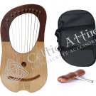 LYRE HARP 10 Metal Strings Rosewood Hand Engraved With Black Bag and Key