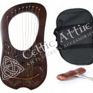 LYRE HARP 10 METAL STRINGS ROSEWOOD WITH FREE BAG And STRINGS KEY