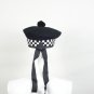 Scottish Black AND White DICED Band Black Wool BALMORAL HAT Military Highlander Kilt Cap Size 56