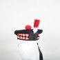 Scottish Black RED AND White DICED Band Black Wool BALMORAL HAT Military Highlander Kilt Cap Size 62