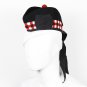 Handmade SCOTTISH Glengarry Wool Hat/Cap Black wool and Red White Diced Size 64