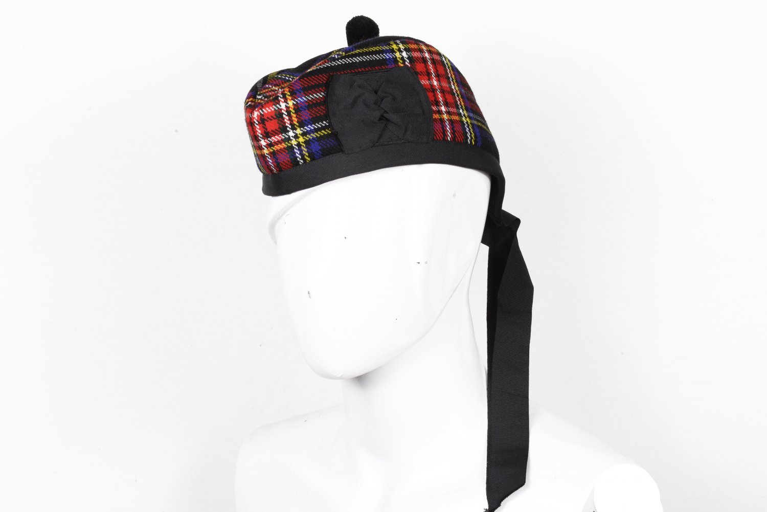 Scottish GLENGARRY Cap Traditional Military Piper Hat KILT Cap Clan Black Stewart Size 54 cm