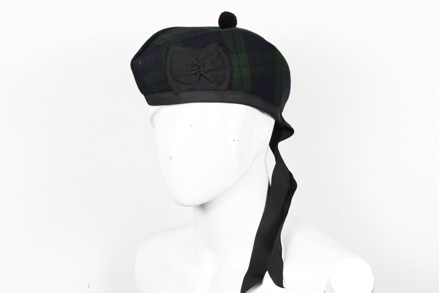 Scottish GLENGARRY Cap Traditional Military Piper Hat KILT Cap Clan Black Watch Size 54 cm