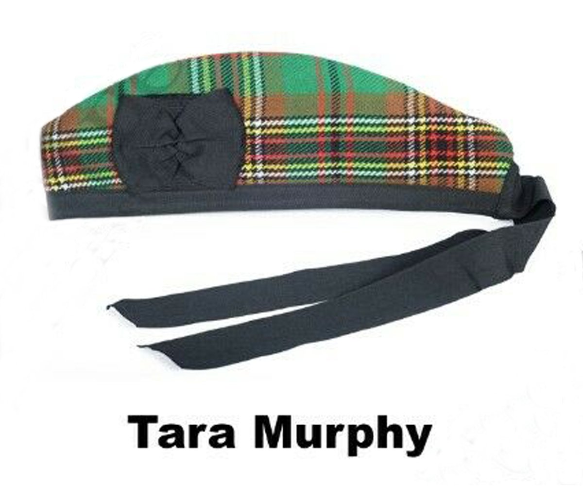 Scottish GLENGARRY Cap Traditional Military Piper Hat KILT Cap Clan Tara Murphy Size 62 cm