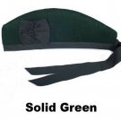 Scottish GLENGARRY Cap Traditional Military Piper Hat KILT Cap Clan Solid Green Size 54 cm