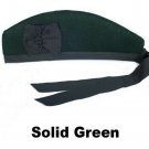 Scottish GLENGARRY Cap Traditional Military Piper Hat KILT Cap Clan Solid Green Size 56 cm