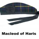 Scottish GLENGARRY Cap Traditional Military Piper Hat KILT Cap Clan McLeod of Harris Size 54 cm