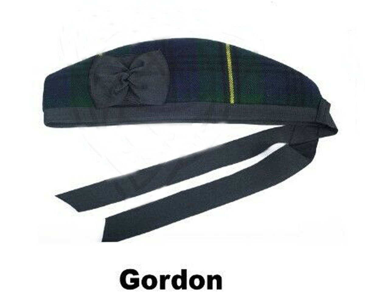 Scottish GLENGARRY Cap Traditional Military Piper Hat KILT Cap Clan Gordon Size 54 cm