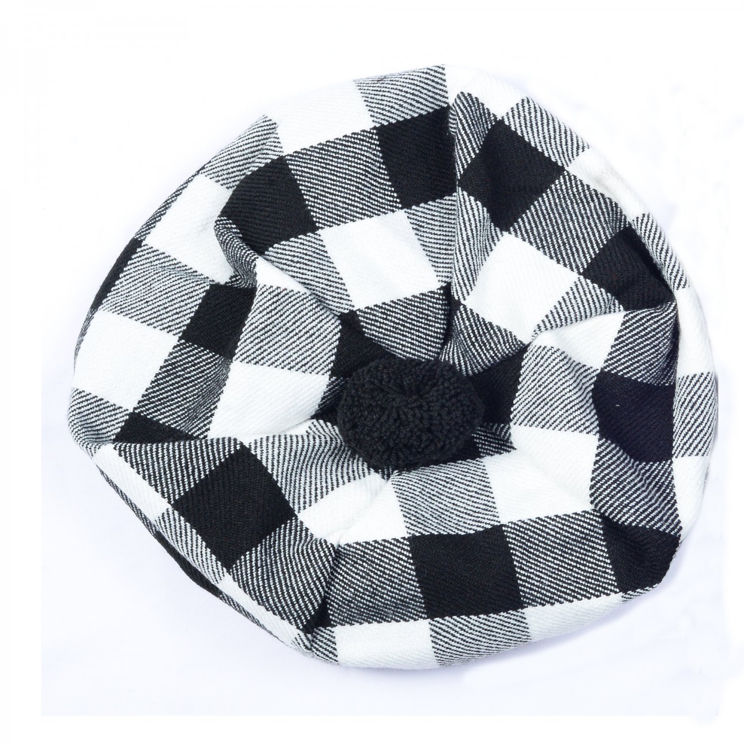 Scottish Tam O' Shanter Hat Clan Tartan/Tammy HAT Kilt Cap One Size  White Black Rob Roy