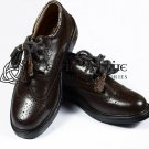 Scottish Kilt Ghillie Brogue Brown Shoes 100%Genuine Leather Shoes Size 9