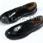Scottish Kilt Ghillie Brogue BLACK Shoes 100%Genuine Leather Shoes Size 8