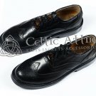 Scottish Kilt Ghillie Brogue BLACK Shoes 100%Genuine Leather Shoes Size 12