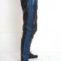 Men's REAL COWHIDE LEATHER PANTS COLOR Black And Blue STRIPES BIKERS PANTS Size 42