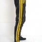 Men's REAL COWHIDE LEATHER PANTS COLOR Black And Yellow STRIPES BIKERS PANTS Size 38