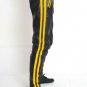 Men's REAL COWHIDE LEATHER PANTS COLOR Black And Yellow STRIPES BIKERS PANTS Size 40