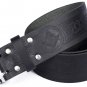 Leather Black KILT BELT Masonic Design Celtic Embossed Belt Double Prong Belt Size 34