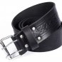 Leather Black KILT BELT Embossing Design Celtic Embossed Belt Double Prong Belt Size 32