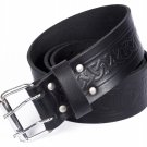 Leather Black KILT BELT Embossing Design Celtic Embossed Belt Double Prong Belt Size 34