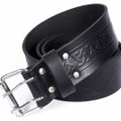 Leather Black KILT BELT Embossing Design Celtic Embossed Belt Double Prong Belt Size 48
