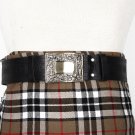Traditional Scottish Leather Black Kilt Belt - Celtic Knot Embossing - Free Buckle Size 38