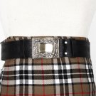 Traditional Scottish Leather Black Kilt Belt - Celtic Knot Embossing - Free Buckle Size 52