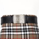 Traditional Scottish Leather Black Kilt Belt -Endless Celtic Knot Embossing - Free Buckle Size 42