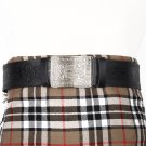 Traditional Scottish Leather Black Kilt Belt -Endless Celtic Knot Embossing - Free Buckle Size 48