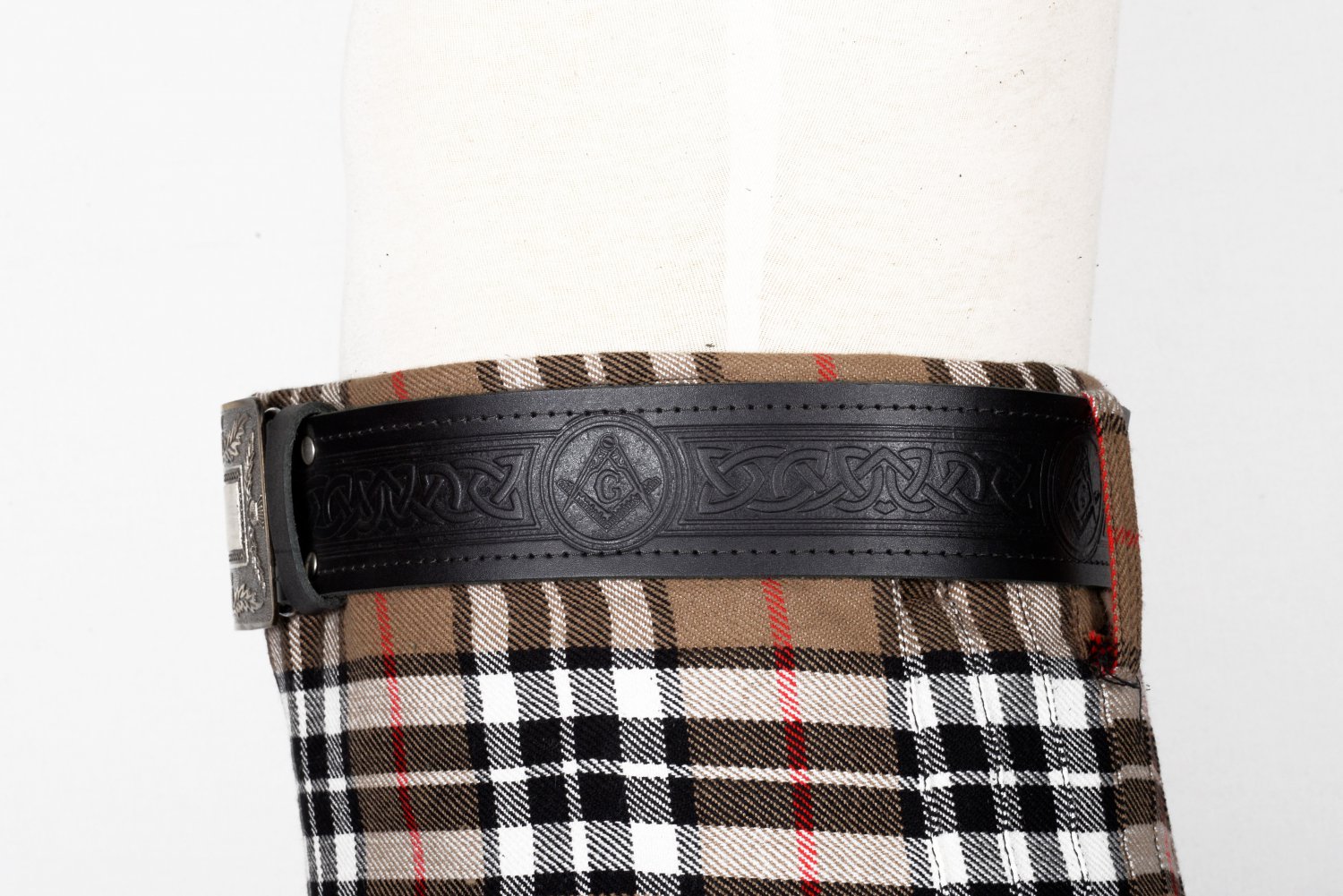 Masonic Embossed Kilt Belt In Leather main image 0