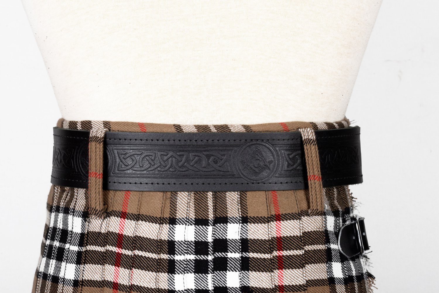 Masonic Embossed Kilt Belt In Leather